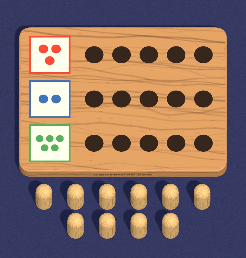 Counting Pegs: a wooden pegboard with number cards and pegs