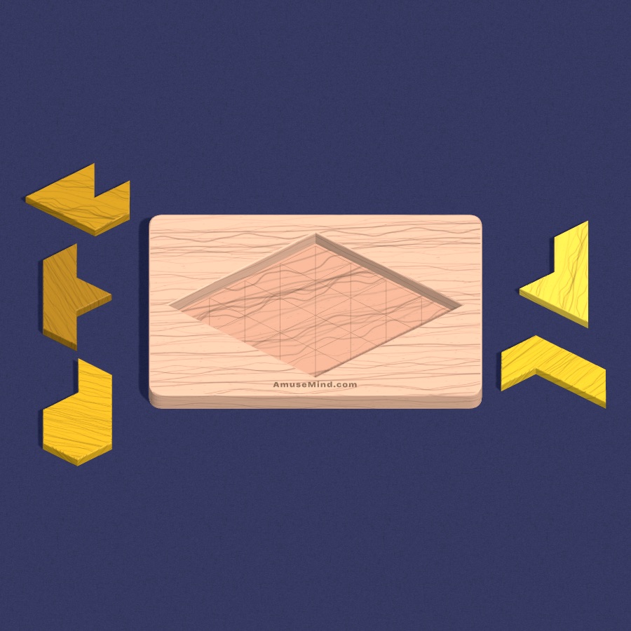 Diamond Tray: wooden pieces beside a diamond-shaped tray