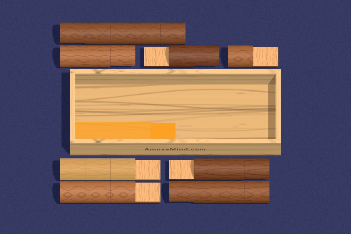 Eight Logs, hint 3: a gold outline shows where the glowing log goes