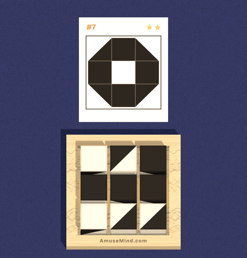 Hidden Blocks: black and white pattern blocks beside a pattern card