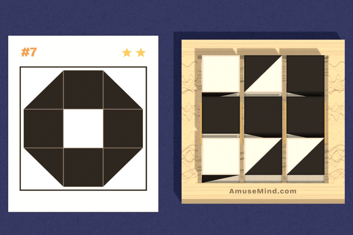 Hidden Blocks: black and white pattern blocks beside a pattern card