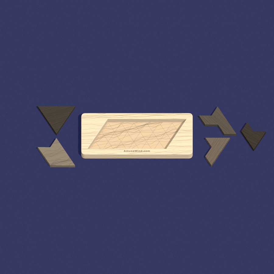 Parallelogram Tray: wooden pieces beside a slanted tray