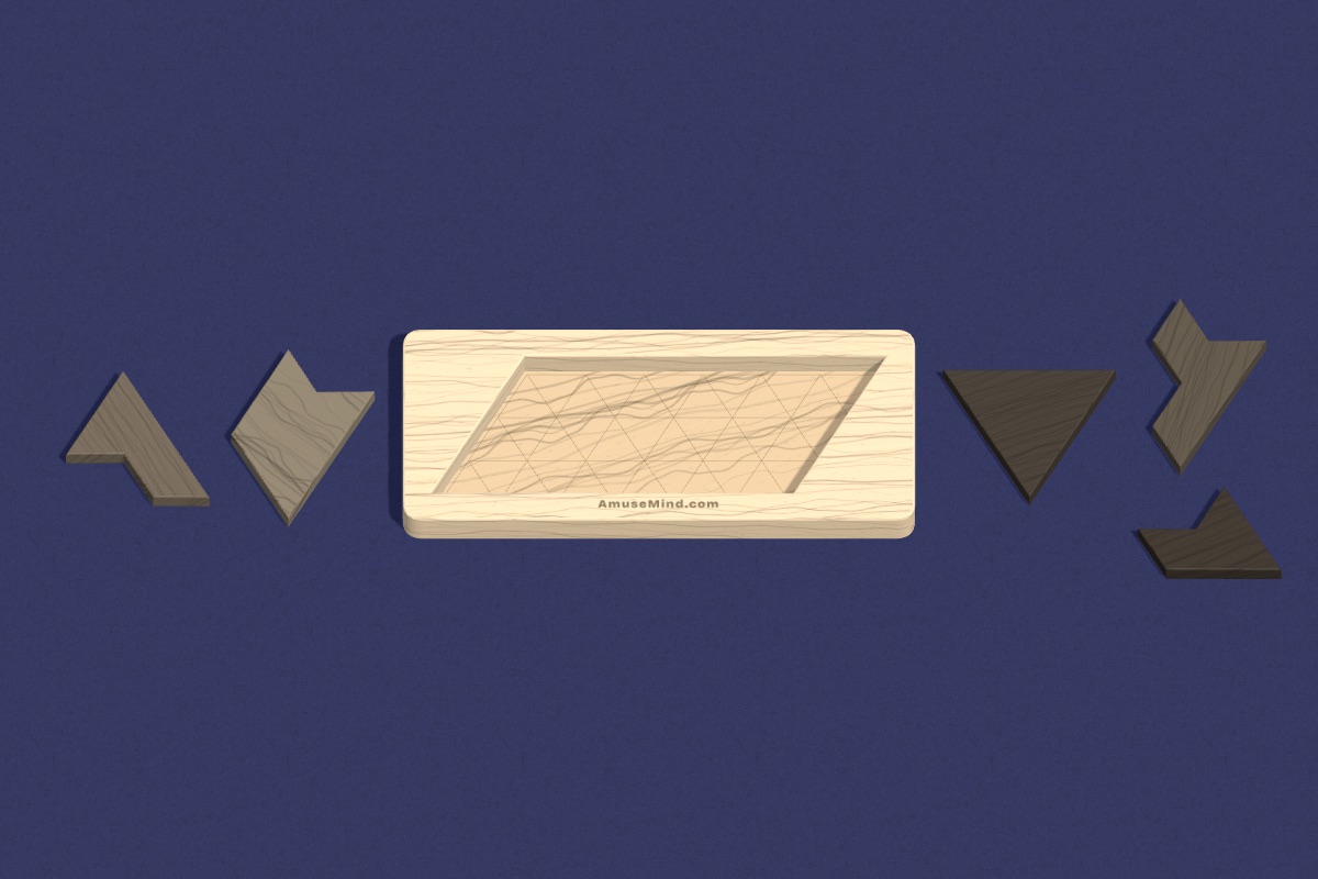Parallelogram Tray: wooden pieces beside a slanted tray
