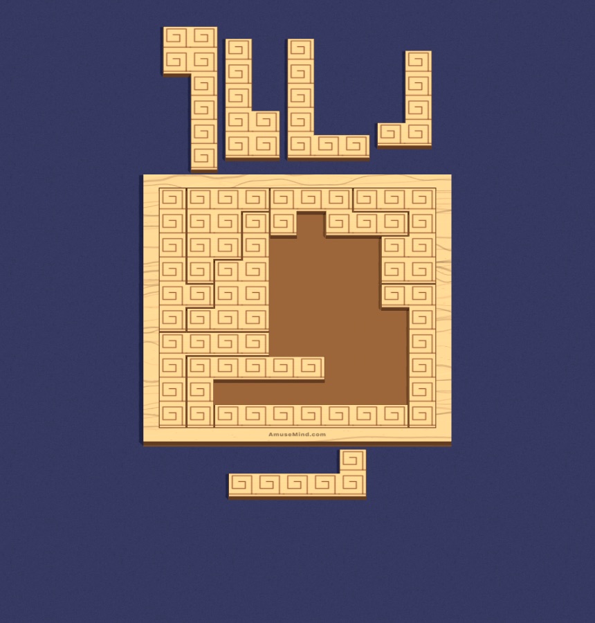 Pattern Boards: a carved wooden board with a hole and loose pieces