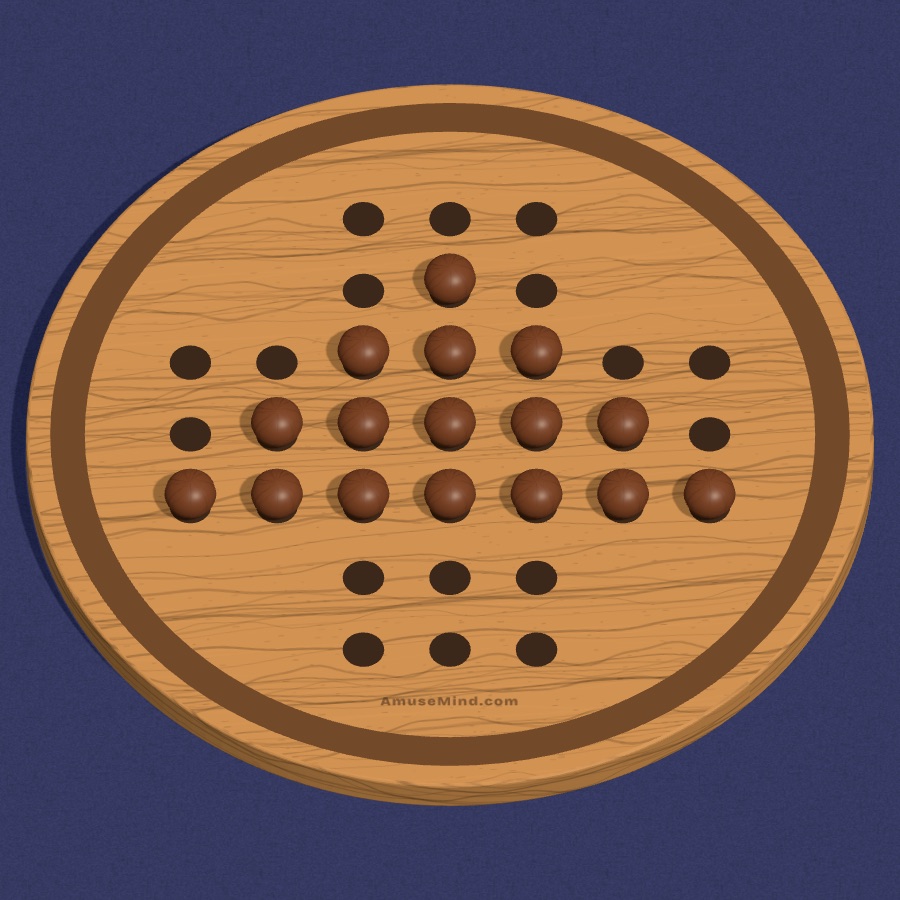 Peg Solitaire: wooden pegs in a cross-shaped board