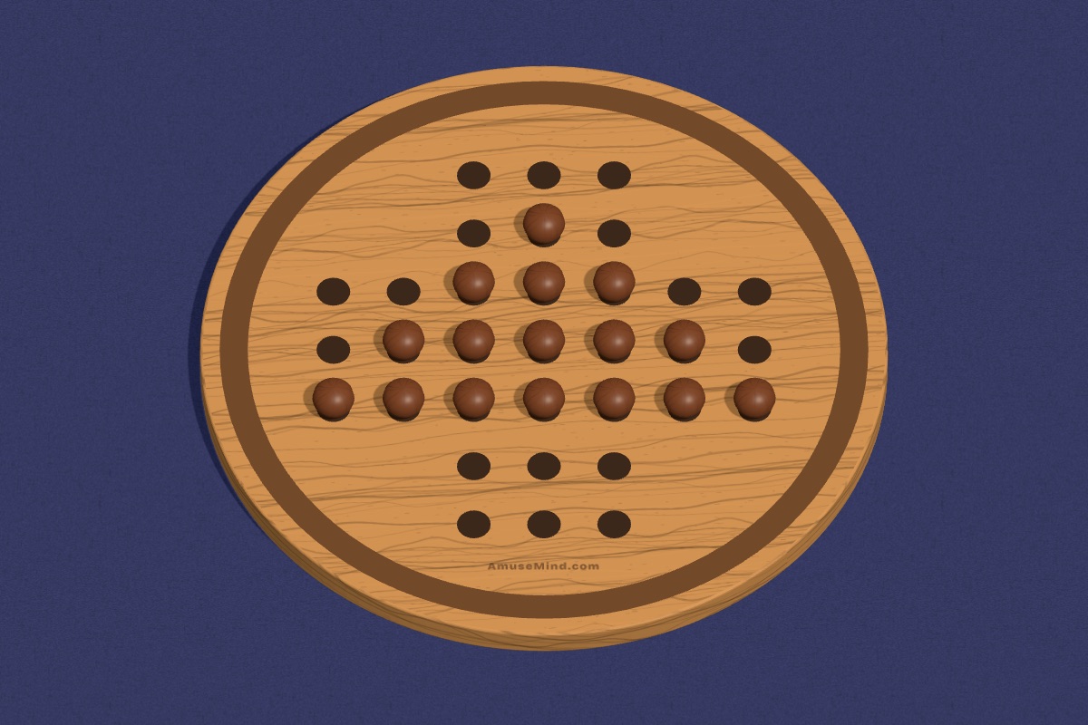 Peg Solitaire: wooden pegs in a cross-shaped board