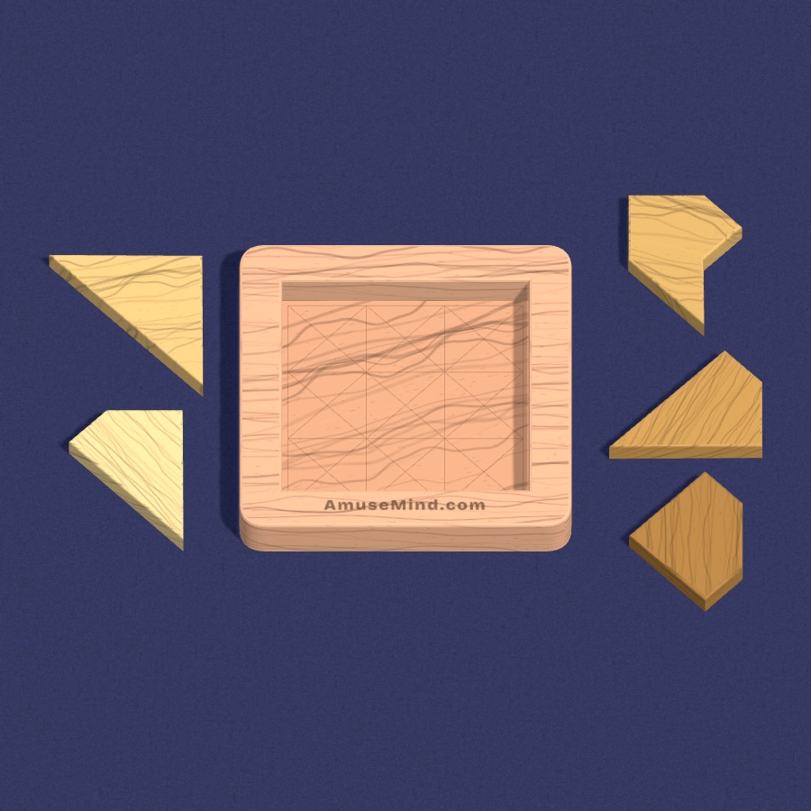 Square Tray: wooden pieces beside a square tray
