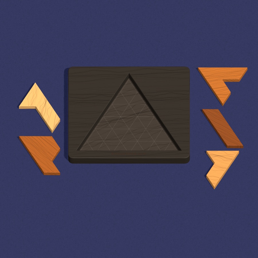 Triangle Tray: wooden pieces beside a triangular tray