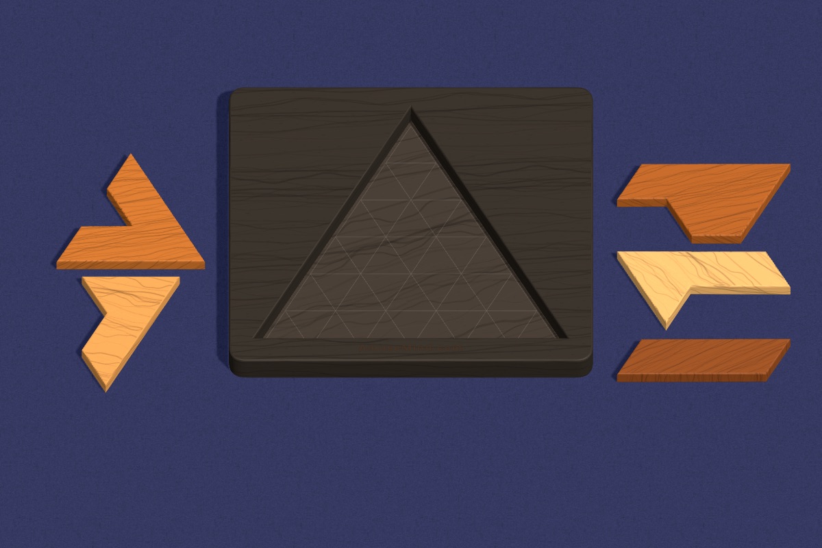 Triangle Tray: wooden pieces beside a triangular tray